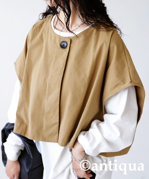 antiqua（アンティカ）の「長いシーズン楽しめる！3WAYレイヤードコート（トレンチコート・レディース・ブラック/ベージュ・FREE）」の12枚目の写真