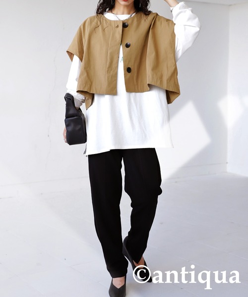 antiqua（アンティカ）の「長いシーズン楽しめる！3WAYレイヤードコート（トレンチコート・レディース・ブラック/ベージュ・FREE）」の13枚目の写真