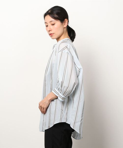 LE GLAZIK（ルグラジック）の「LE GLAZIK/ル グラジック　ギャザーネック　ブラウス　GATHER NECK BLOUSE #LG-B0048 NAL（Tシャツ/カットソー・レディース・ベージュ/サックスブルー・36）」の3枚目の写真