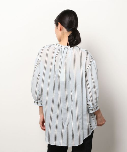 LE GLAZIK（ルグラジック）の「LE GLAZIK/ル グラジック　ギャザーネック　ブラウス　GATHER NECK BLOUSE #LG-B0048 NAL（Tシャツ/カットソー・レディース・ベージュ/サックスブルー・36）」の4枚目の写真