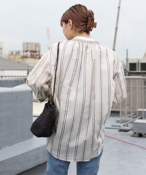 LE GLAZIK（ルグラジック）の「LE GLAZIK/ル グラジック　ギャザーネック　ブラウス　GATHER NECK BLOUSE #LG-B0048 NAL（Tシャツ/カットソー・レディース・ベージュ/サックスブルー・36）」の7枚目の写真