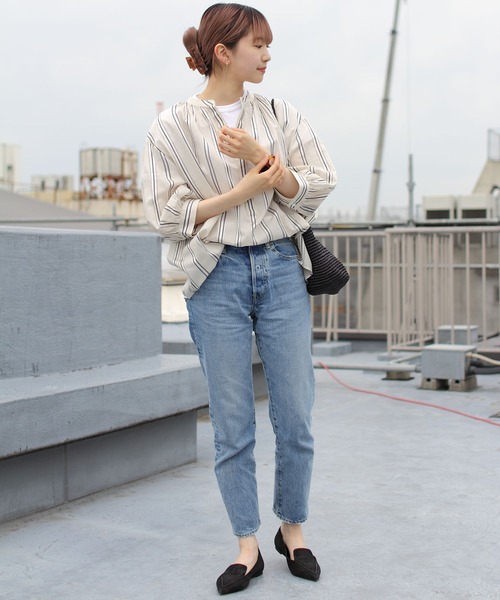 LE GLAZIK（ルグラジック）の「LE GLAZIK/ル グラジック　ギャザーネック　ブラウス　GATHER NECK BLOUSE #LG-B0048 NAL（Tシャツ/カットソー・レディース・ベージュ/サックスブルー・36）」の8枚目の写真