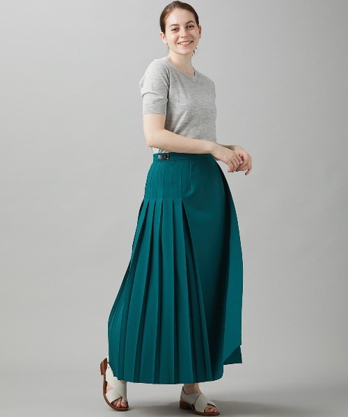 BRITISH MADE(ブリティッシュメイド)の「【BRITISH MADE/ブリティッシュ メイド】キルトスカート(プリーツ・ラップスカート)(スカート・レディース・ブラック/グリーン・38/36)」の5枚目の写真