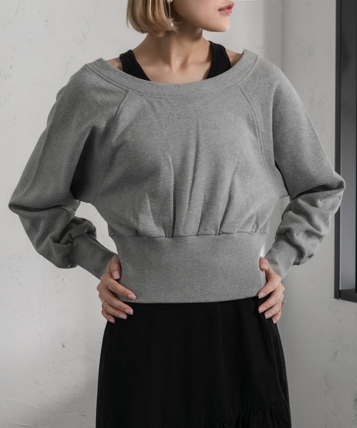 Ezick(エジック)の「レイヤード2WAYスウェット(スウェット・レディース・ブラック/杢グレー・FREE)」の6枚目の写真