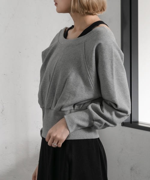 Ezick(エジック)の「レイヤード2WAYスウェット(スウェット・レディース・ブラック/杢グレー・FREE)」の12枚目の写真