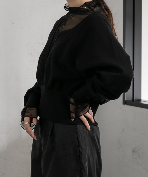 Ezick(エジック)の「レイヤード2WAYスウェット(スウェット・レディース・ブラック/杢グレー・FREE)」の4枚目の写真