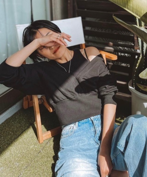 Ezick(エジック)の「レイヤード2WAYスウェット(スウェット・レディース・ブラック/杢グレー・FREE)」の17枚目の写真