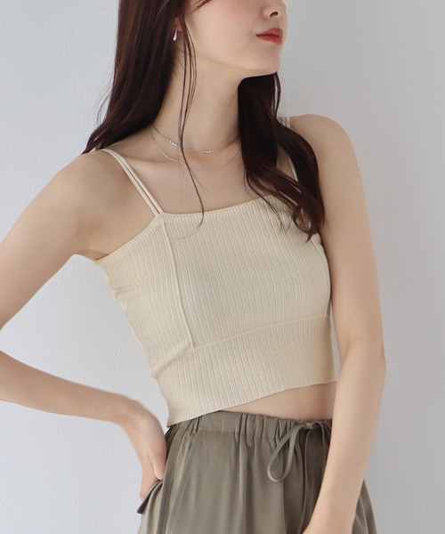 BLUEEAST（ブルーイースト）の「細紐サマーニットリブキャミソール（キャミソール・レディース・ピンク/ホワイト/ブラック/パープル/ブルー/ベージュ/イエロー・MEDIUM）」の4枚目の写真