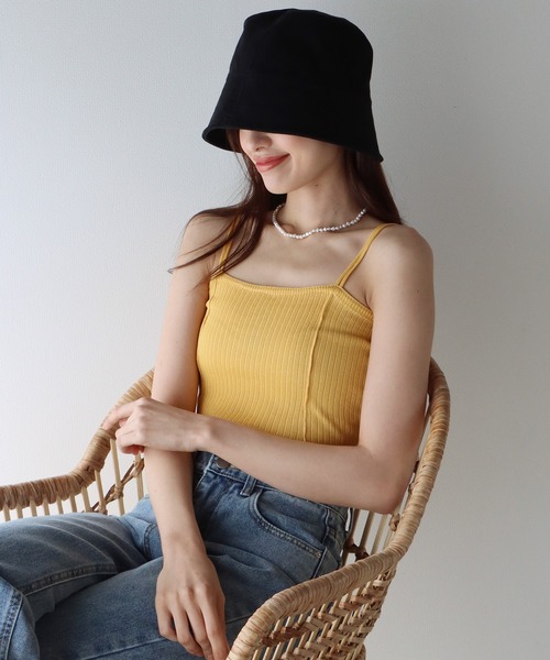 BLUEEAST（ブルーイースト）の「細紐サマーニットリブキャミソール（キャミソール・レディース・ピンク/ホワイト/ブラック/パープル/ブルー/ベージュ/イエロー・MEDIUM）」の6枚目の写真