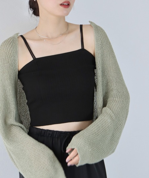 BLUEEAST（ブルーイースト）の「細紐サマーニットリブキャミソール（キャミソール・レディース・ピンク/ホワイト/ブラック/パープル/ブルー/ベージュ/イエロー・MEDIUM）」の3枚目の写真