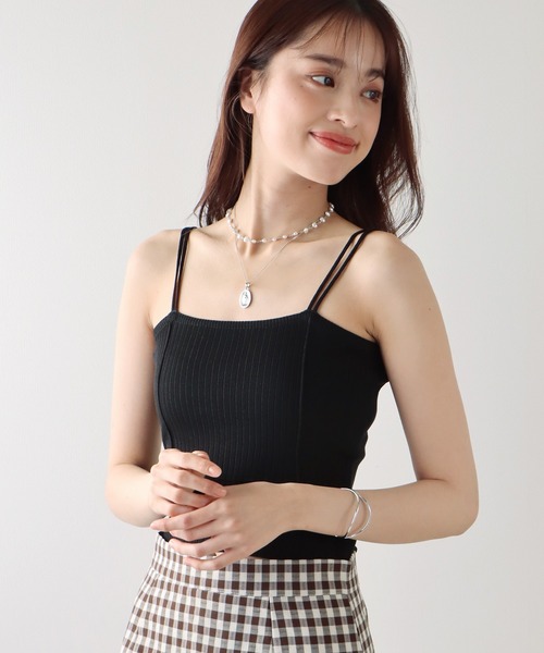 BLUEEAST（ブルーイースト）の「細紐サマーニットリブキャミソール（キャミソール・レディース・ピンク/ホワイト/ブラック/パープル/ブルー/ベージュ/イエロー・MEDIUM）」の14枚目の写真