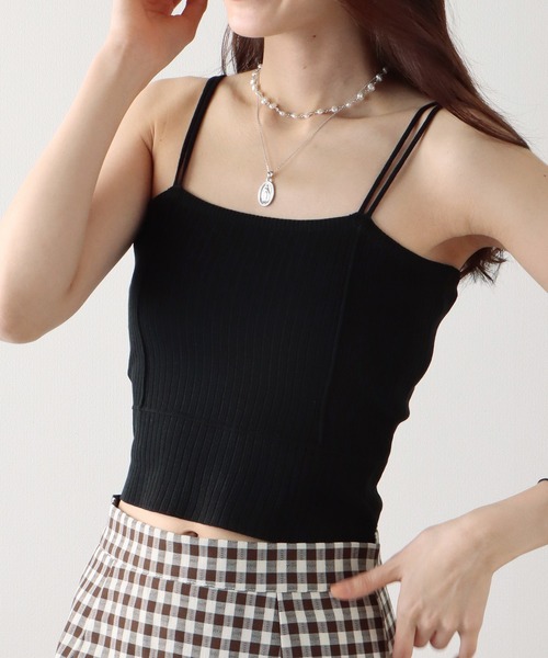 BLUEEAST（ブルーイースト）の「細紐サマーニットリブキャミソール（キャミソール・レディース・ピンク/ホワイト/ブラック/パープル/ブルー/ベージュ/イエロー・MEDIUM）」の13枚目の写真