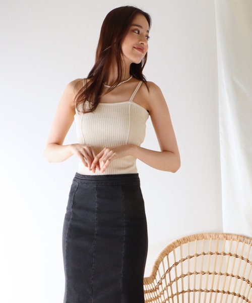 BLUEEAST（ブルーイースト）の「細紐サマーニットリブキャミソール（キャミソール・レディース・ピンク/ホワイト/ブラック/パープル/ブルー/ベージュ/イエロー・MEDIUM）」の18枚目の写真