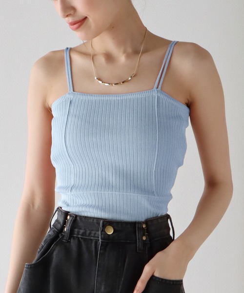 BLUEEAST（ブルーイースト）の「細紐サマーニットリブキャミソール（キャミソール・レディース・ピンク/ホワイト/ブラック/パープル/ブルー/ベージュ/イエロー・MEDIUM）」の20枚目の写真