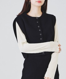 acro | ドットボタンコンパクトニットベスト/AC1324(ベスト)