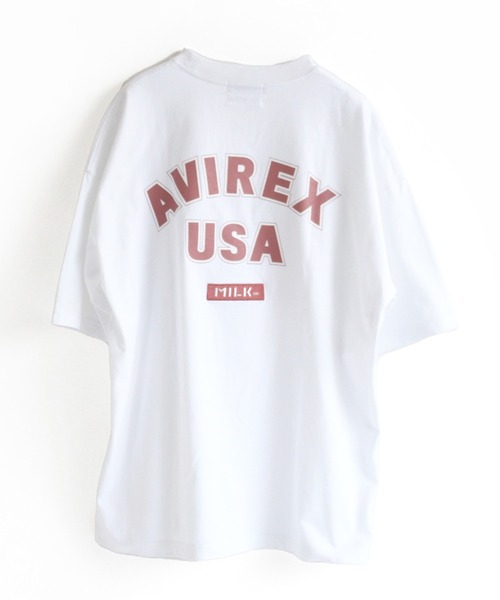 AVIREX(アヴィレックス)の「【MILKFED.×AVIREX】ロゴ Tシャツ/LOGO T-SHIRT/ミルクフェド/アヴィレックス(Tシャツ/カットソー・レディース・ホワイト/ベージュ/ピンク・FREE)」の1枚目の写真