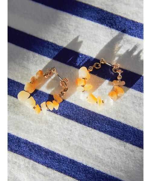 AMERICAN HOLIC（アメリカンホリック）の「ナチュラルストーン×メタルビーズピアス（ピアス（両耳用）・レディース・レッド/オレンジ/ブルーグリーン・FREE）」の6枚目の写真