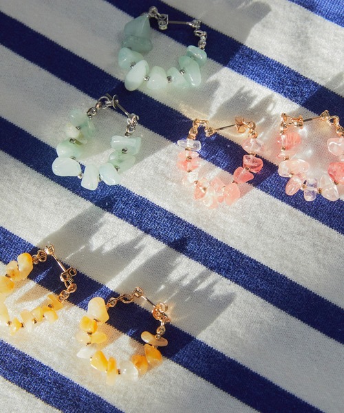 AMERICAN HOLIC（アメリカンホリック）の「ナチュラルストーン×メタルビーズピアス（ピアス（両耳用）・レディース・レッド/オレンジ/ブルーグリーン・FREE）」の4枚目の写真