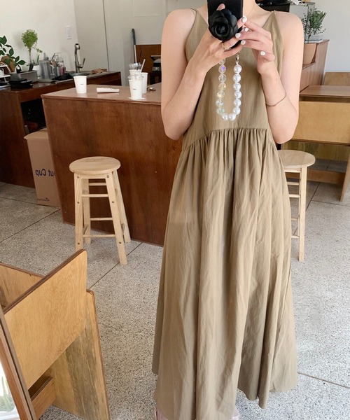 Leja（レジャ）の「【LEJA】袖フリルレイヤード取り外しボレロロングワンピースセットアップ（ワンピース・レディース・イエロー/カーキブラウン/ナチュラル・FREE）」の15枚目の写真