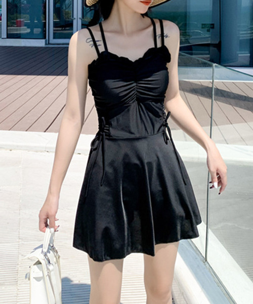 c.u.l（シーユーエル）の「フレアスカート 2点セット ワンピース水着 culb21（水着・レディース・ピンク/イエロー/ブラック・S/M/L/XL）」の4枚目の写真