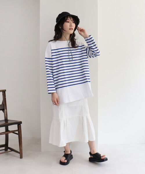 fredy repit(フレディレピ)の「パネルボーダーBIGプルオーバーT(Tシャツ/カットソー・レディース・ブラック系その他3/グリーン系その他3/ブルー系その他3/オレンジ系その他3・38)」の13枚目の写真