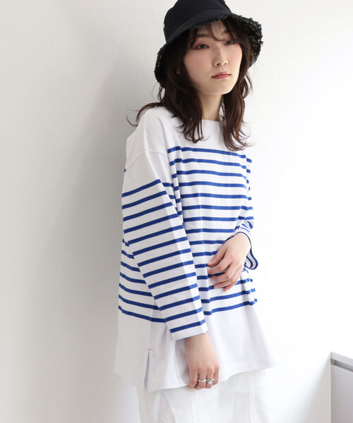 fredy repit(フレディレピ)の「パネルボーダーBIGプルオーバーT(Tシャツ/カットソー・レディース・ブラック系その他3/グリーン系その他3/ブルー系その他3/オレンジ系その他3・38)」の16枚目の写真