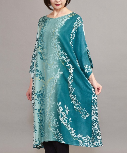 カヤ（カヤ）の「【カヤ】芽吹き若葉ワンピース（ワンピース・レディース・ネイビー/グリーン/梅・FREE）」の9枚目の写真