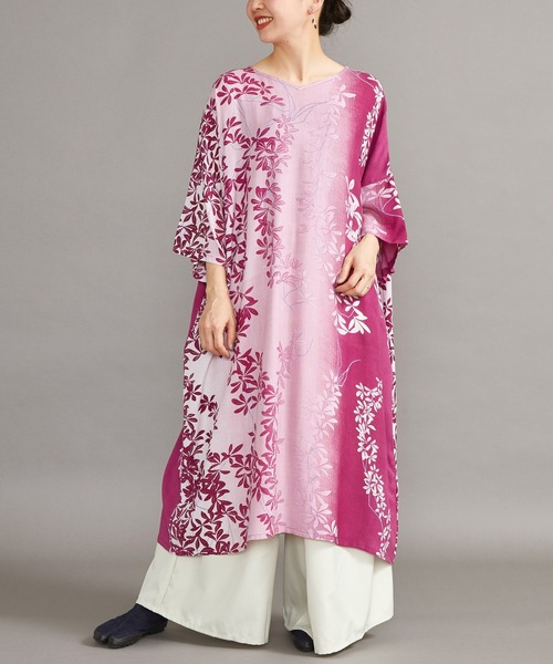 カヤ（カヤ）の「【カヤ】芽吹き若葉ワンピース（ワンピース・レディース・ネイビー/グリーン/梅・FREE）」の16枚目の写真