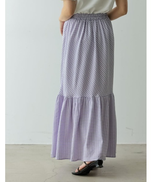 Re:EDIT（リエディ）の「楊柳チェック柄マーメイドスカート（スカート・レディース・パープル/グリーン/ベージュ/ブラック・LARGE/MEDIUM/SHORT）」の6枚目の写真