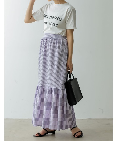 Re:EDIT（リエディ）の「楊柳チェック柄マーメイドスカート（スカート・レディース・パープル/グリーン/ベージュ/ブラック・LARGE/MEDIUM/SHORT）」の17枚目の写真