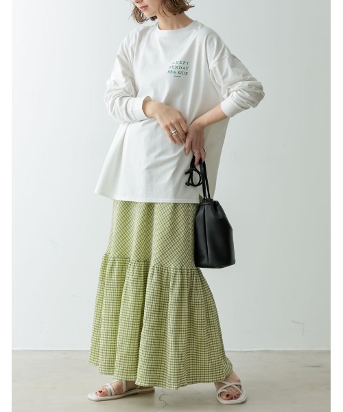 Re:EDIT（リエディ）の「楊柳チェック柄マーメイドスカート（スカート・レディース・パープル/グリーン/ベージュ/ブラック・LARGE/MEDIUM/SHORT）」の13枚目の写真