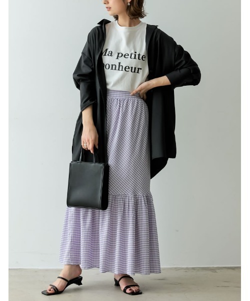 Re:EDIT（リエディ）の「楊柳チェック柄マーメイドスカート（スカート・レディース・パープル/グリーン/ベージュ/ブラック・LARGE/MEDIUM/SHORT）」の10枚目の写真