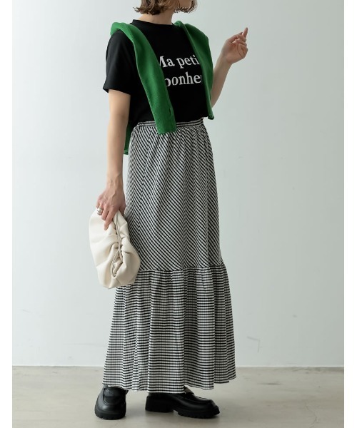 Re:EDIT（リエディ）の「楊柳チェック柄マーメイドスカート（スカート・レディース・パープル/グリーン/ベージュ/ブラック・LARGE/MEDIUM/SHORT）」の12枚目の写真