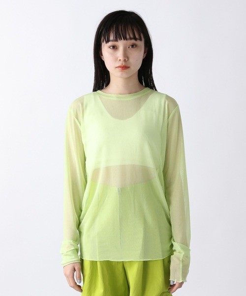 JEANASIS（ジーナシス）の「シアーメッシュプルオーバーLS/281072（Tシャツ/カットソー・レディース・マスタード/ライトグリーン・FREE）」の6枚目の写真