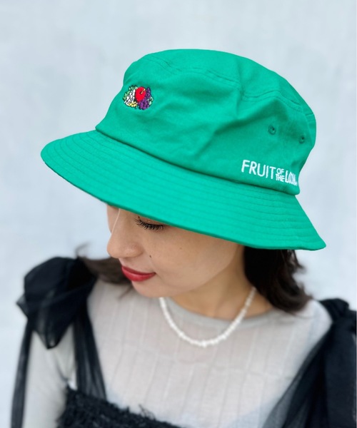 FRUIT OF THE LOOM(フルーツオブザルーム)の「FRUIT OF THE LOOM / LOGO EMB BUCKET HAT ロゴ バケットハット 14713000(ハット・レディース・ホワイト/ブラック/ベージュ/パープル/ピンク系その他/ブルー/グリーン系その他・FREE)」の5枚目の写真