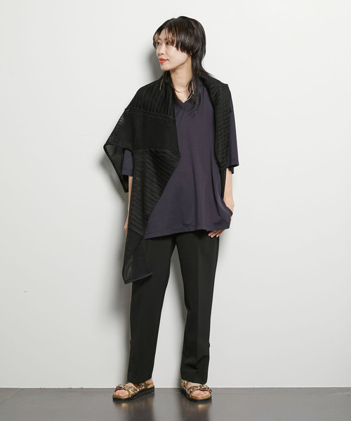 CITYSHOP（シティーショップ）の「V-NECK Tシャツ（Tシャツ/カットソー・レディース・ネイビー/ホワイト・FREE）」の5枚目の写真