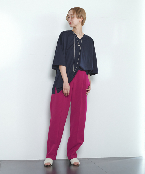 CITYSHOP（シティーショップ）の「V-NECK Tシャツ（Tシャツ/カットソー・レディース・ネイビー/ホワイト・FREE）」の6枚目の写真
