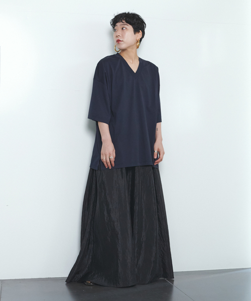 CITYSHOP（シティーショップ）の「V-NECK Tシャツ（Tシャツ/カットソー・レディース・ネイビー/ホワイト・FREE）」の7枚目の写真