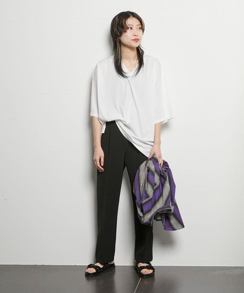 CITYSHOP（シティーショップ）の「V-NECK Tシャツ（Tシャツ/カットソー・レディース・ネイビー/ホワイト・FREE）」の10枚目の写真