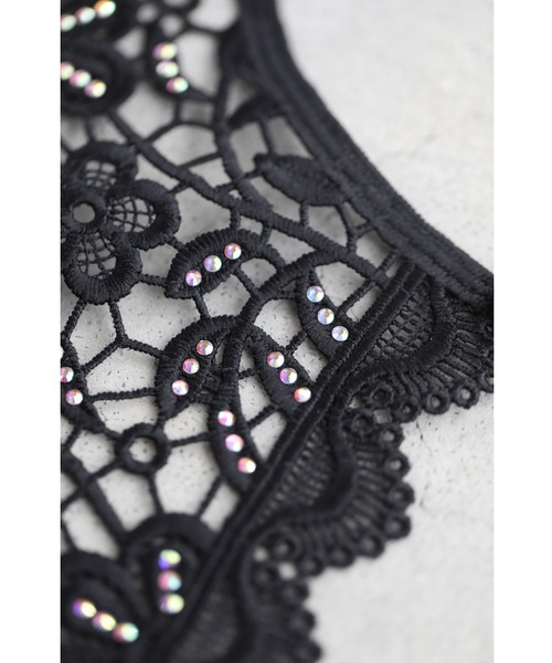 cawaii(カワイイ)の「(黒)オーロラビジュー輝く切り絵レースの付け襟(付け襟・レディース・ブラック・FREE)」の11枚目の写真