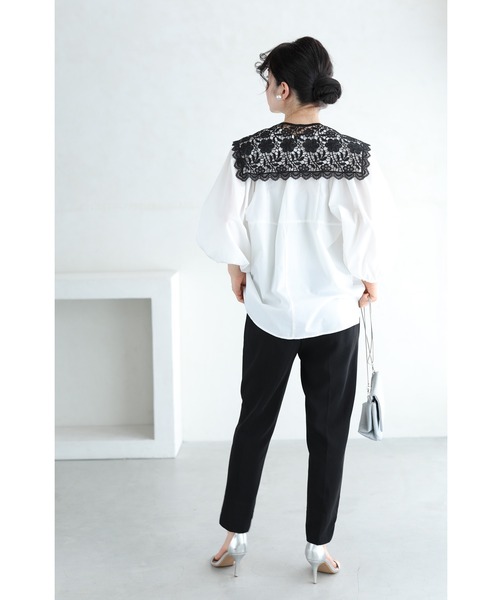 cawaii(カワイイ)の「(黒)オーロラビジュー輝く切り絵レースの付け襟(付け襟・レディース・ブラック・FREE)」の5枚目の写真