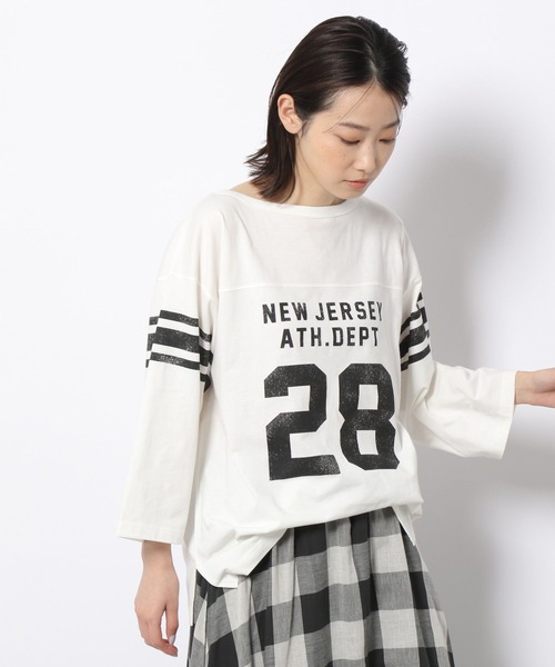 LAKOLE(ラコレ)の「USAコットンフットボールTシャツ / 268970(Tシャツ/カットソー・レディース・ネイビー/ホワイト/ライトグレー/オフホワイト・SMALL/MEDIUM)」の1枚目の写真