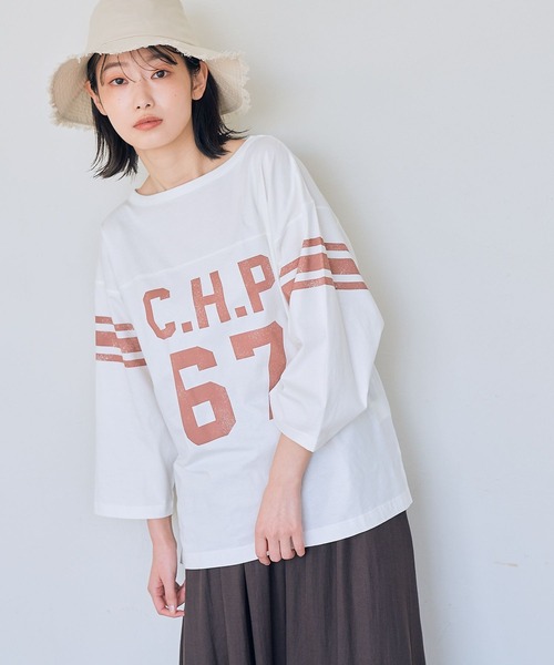 LAKOLE(ラコレ)の「USAコットンフットボールTシャツ / 268970(Tシャツ/カットソー・レディース・ネイビー/ホワイト/ライトグレー/オフホワイト・SMALL/MEDIUM)」の2枚目の写真