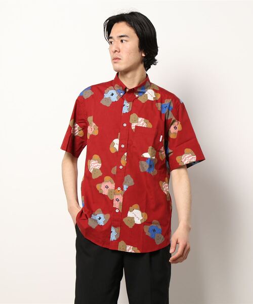 Karl Helmut クマプリントシャツ 赤　総柄 Karl Helmut クマプリントシャツ 赤 総柄 KARL HELMUT|くまプリント