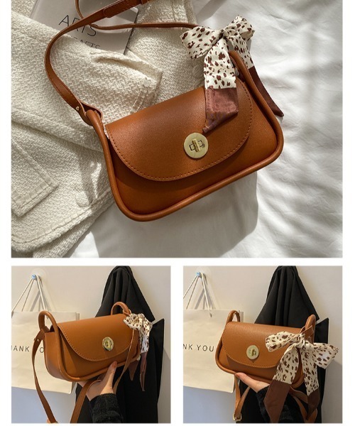 yuue' ( wear )（ユーイ）の「リボン付きシンプルレザー ショルダーバッグ（ショルダーバッグ・レディース・ホワイト/ブラック/ブラウン/ベージュ・FREE）」の12枚目の写真