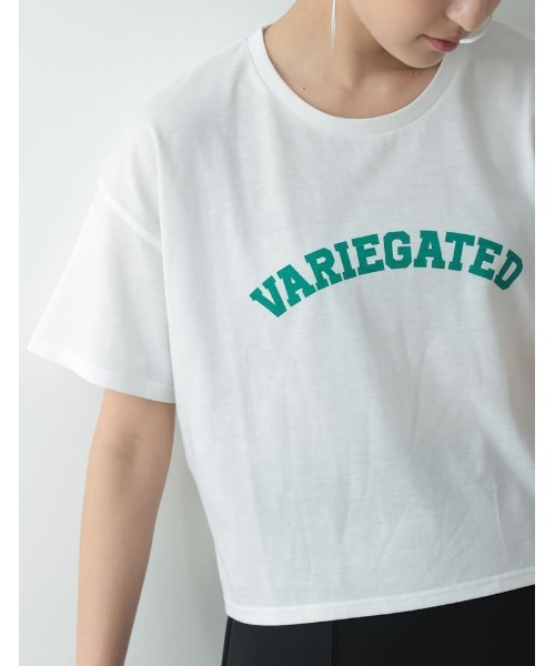 Re:EDIT（リエディ）の「カレッジロゴクロップドTシャツ（Tシャツ/カットソー・レディース・ブラック/ホワイト×ブラック/ホワイト×グリーン/グレイッシュベージュ・MEDIUM/LARGE）」の21枚目の写真