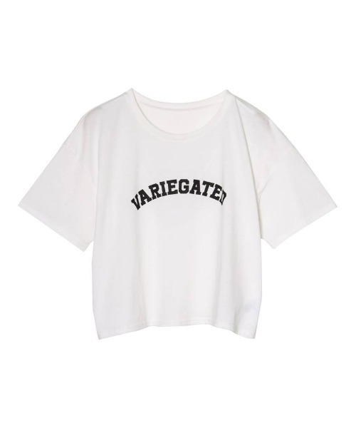 Re:EDIT（リエディ）の「カレッジロゴクロップドTシャツ（Tシャツ/カットソー・レディース・ブラック/ホワイト×ブラック/ホワイト×グリーン/グレイッシュベージュ・MEDIUM/LARGE）」の8枚目の写真