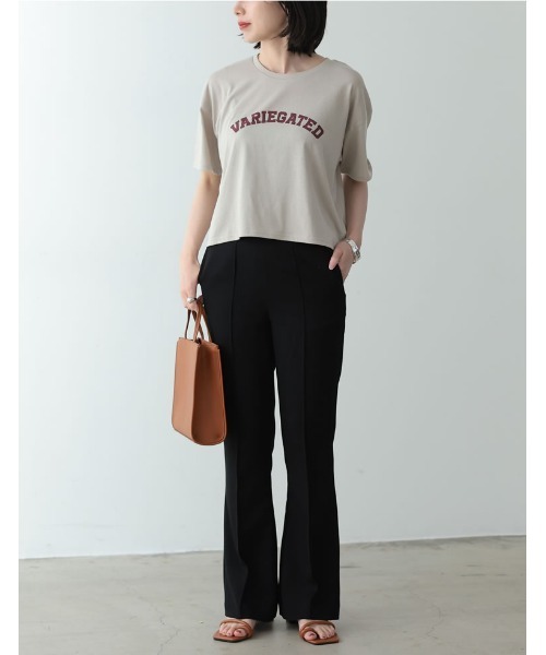 Re:EDIT（リエディ）の「カレッジロゴクロップドTシャツ（Tシャツ/カットソー・レディース・ブラック/ホワイト×ブラック/ホワイト×グリーン/グレイッシュベージュ・MEDIUM/LARGE）」の16枚目の写真