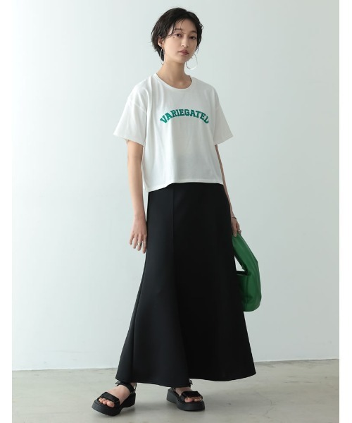 Re:EDIT（リエディ）の「カレッジロゴクロップドTシャツ（Tシャツ/カットソー・レディース・ブラック/ホワイト×ブラック/ホワイト×グリーン/グレイッシュベージュ・MEDIUM/LARGE）」の19枚目の写真