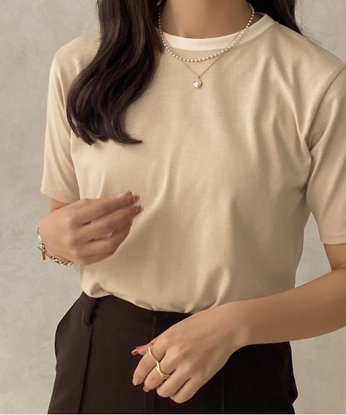 apres jour clair（アプレジュールクレア）の「【apres jour clair】リンガーTシャツ【ZOZOTOWN限定アイテム】（Tシャツ/カットソー・レディース・ベージュ/イエロー系その他/ライトベージュ・X-LARGE/フリー）」の2枚目の写真